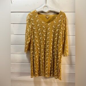APRIL CORNELL Mustard Embroidered Mesh Tunic – Medium